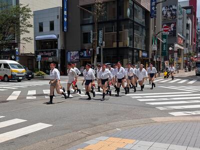 Runners practicing for Hakata Gion Yamakasa